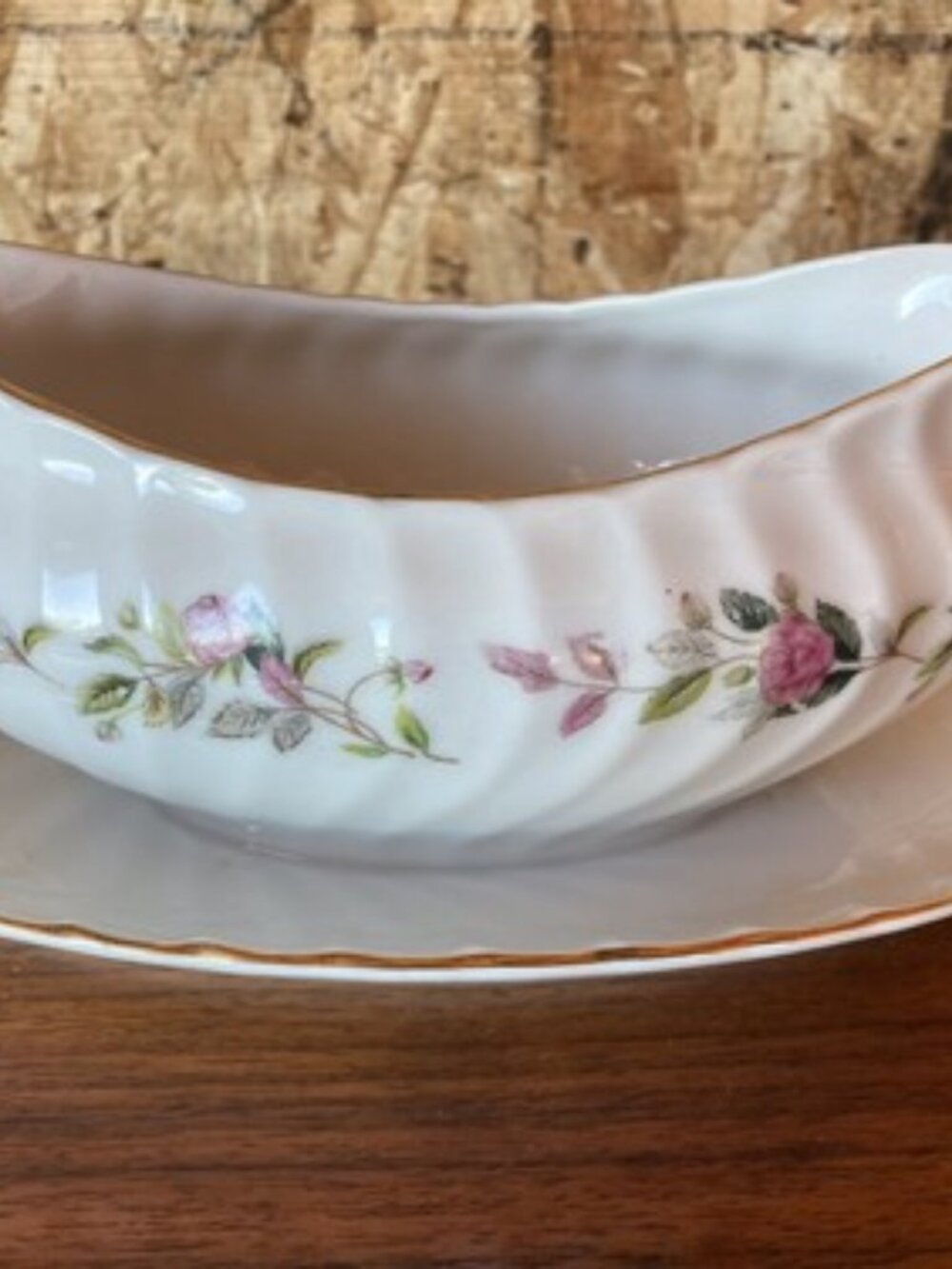 Creative Fine China Japan 2345 Regency Rose Gravy Boat Attached Underplate